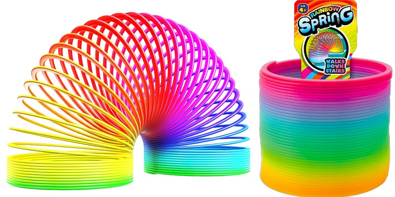 JA-RU Big Magic Rainbow Color Spring Pack (1 Unit) Original Plastic Coil Fidget Toy | Kids Toy for Girls & Boys | Colorful Neon Color Sensory Vintage Toys. Includes 1 Bouncy Ball. 1702-1B - Image 1